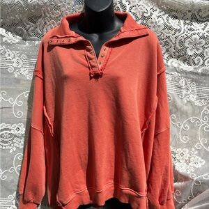 Free People Camden Henley Sweatshirt in Dusted Clay Size Small!